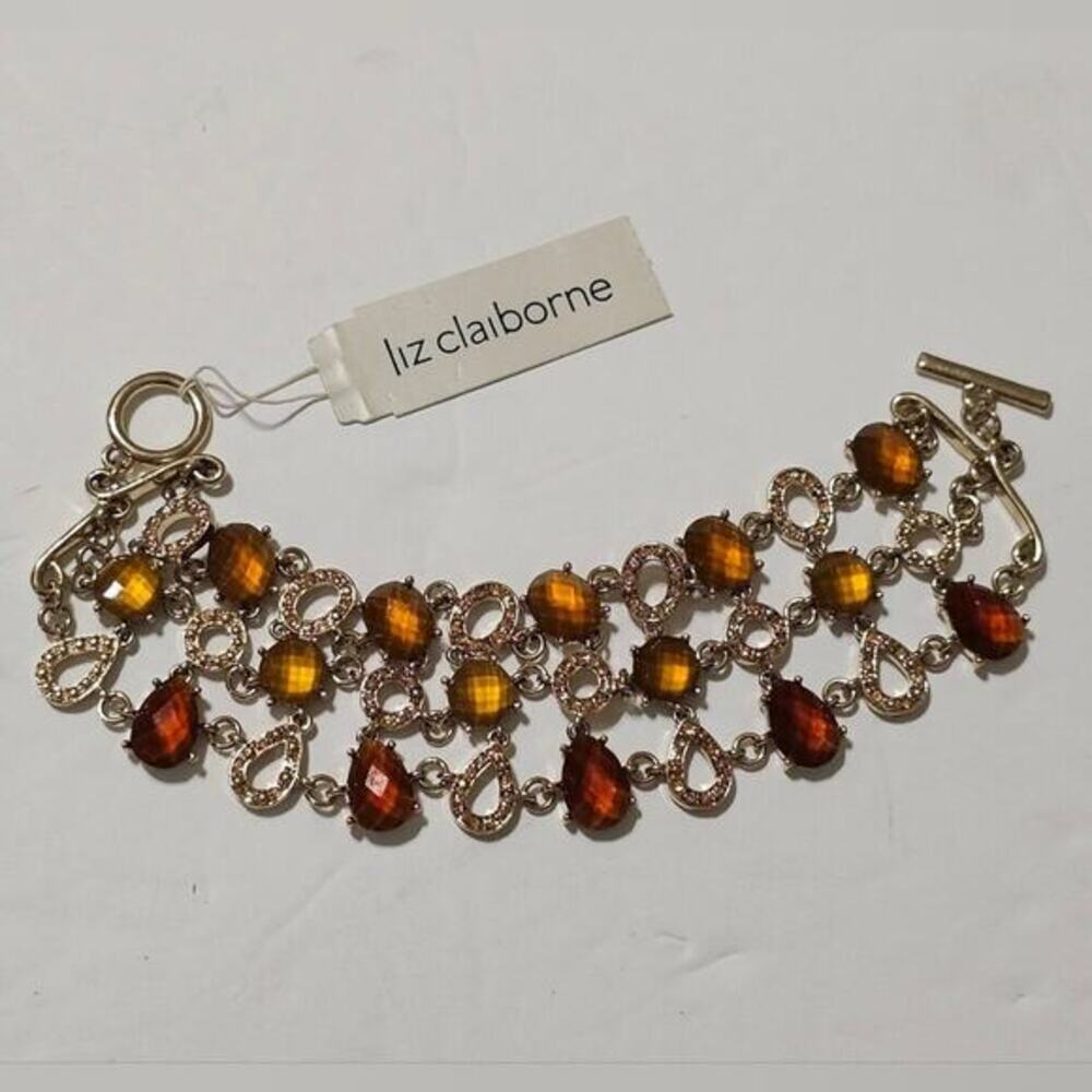 LIZ Claiborne‎ Vintage Amber Multi Strand Bracelet New!